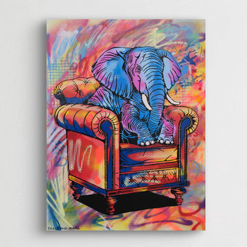 Elephant Is So Comfortable Again (Original Painting)