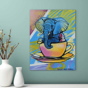 Elephant Loves Coffee (Original Painting)