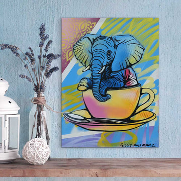 Elephant Loves Coffee (Original Painting)