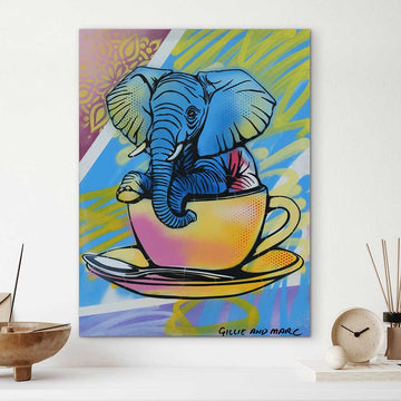 Elephant Loves Coffee (Original Painting)