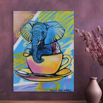 Elephant Loves Coffee (Original Painting)