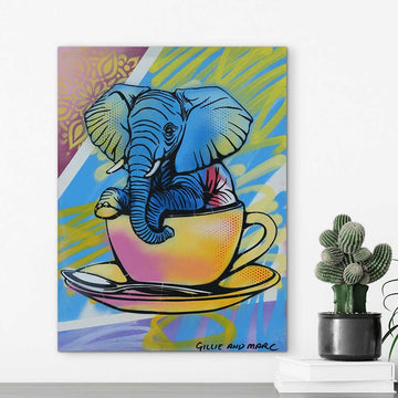 Elephant Loves Coffee (Original Painting)