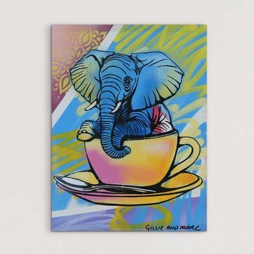 Elephant Loves Coffee (Original Painting)