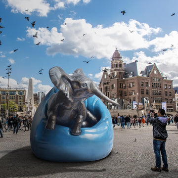 Elephant loves Big Beanbags (Bronze Sculpture)