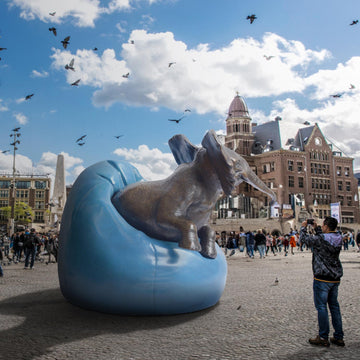 Elephant loves Big Beanbags (Bronze Sculpture)