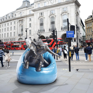 Elephant loves Big Beanbags (Bronze Sculpture)