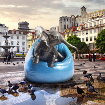 Elephant loves Big Beanbags (Bronze Sculpture)