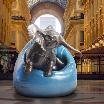 Elephant loves Big Beanbags (Bronze Sculpture)