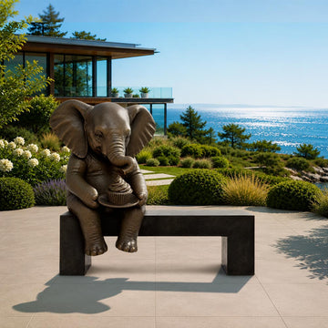 Elephant Saved You a Seat, Saying Something Sweet for You (Bronze Sculpture)