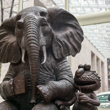 Elmo Loves Elephant (Bronze Sculpture)