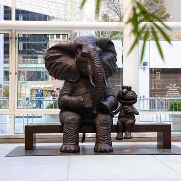 Elmo Loves Elephant (Bronze Sculpture)