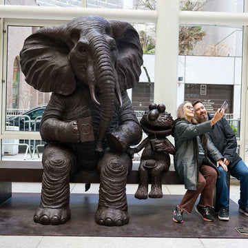 Elmo Loves Elephant (Bronze Sculpture)