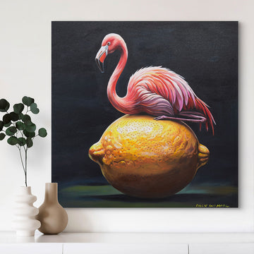 Flamingo and a Lemon Was a Beautiful Site (Original Painting)
