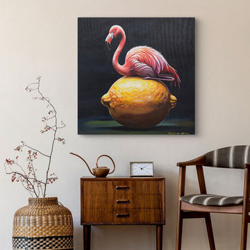 Flamingo and a Lemon Was a Beautiful Site (Original Painting)