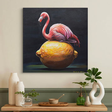 Flamingo and a Lemon Was a Beautiful Site (Original Painting)