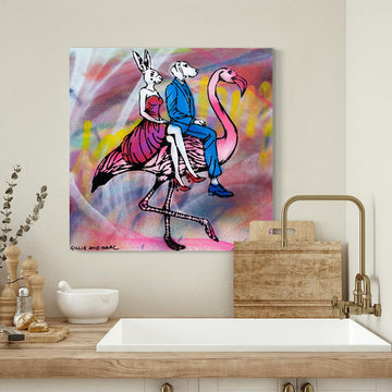 Flamingo in Pink (Original Painting)