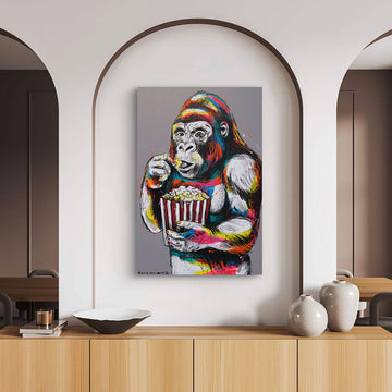 Gorilla Loves Popcorn (Original Painting)