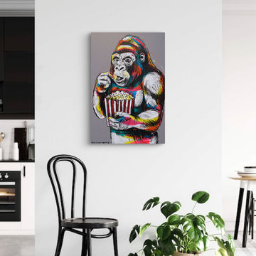 Gorilla Loves Popcorn (Original Painting)