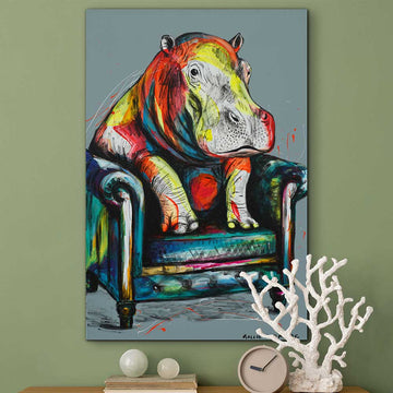 He Was a Happy Hippo (Original Painting)