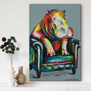 He Was a Happy Hippo (Original Painting)