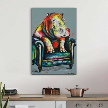 He Was a Happy Hippo (Original Painting)