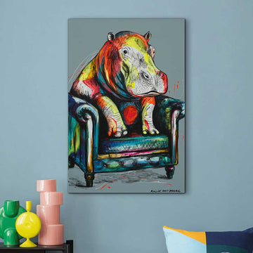 He Was a Happy Hippo (Original Painting)