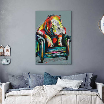 He Was a Happy Hippo (Original Painting)