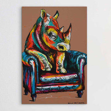 He Was a Happy Rhino (Original Painting)