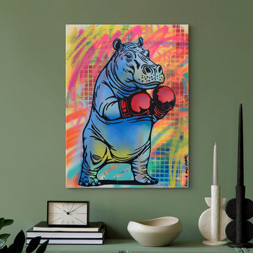 Hippo Boxer (Original Painting)