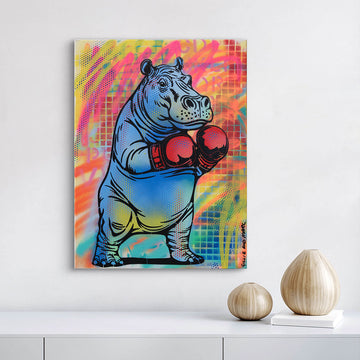 Hippo Boxer (Original Painting)