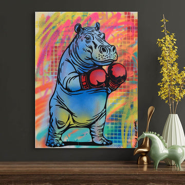Hippo Boxer (Original Painting)