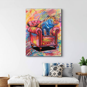 Hippo Is So Comfortable (Original Painting)