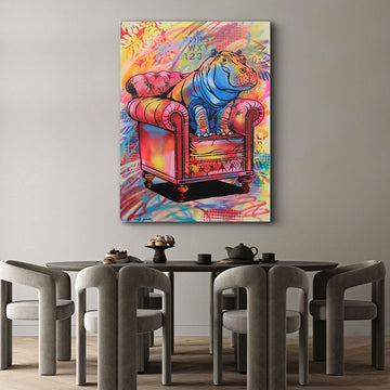 Hippo Is So Comfortable (Original Painting)