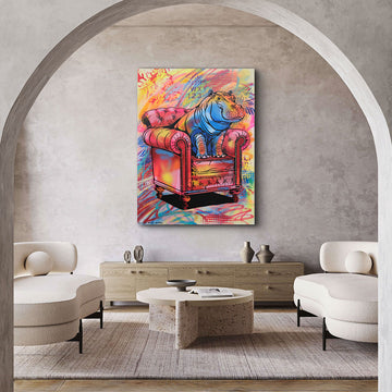 Hippo Is So Comfortable (Original Painting)