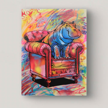 Hippo Is So Comfortable (Original Painting)