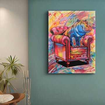 Hippo Is So Comfortable (Original Painting)