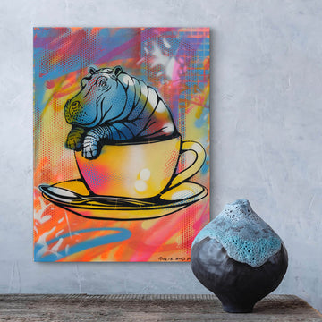 Hippo in a Cup (Original Painting)