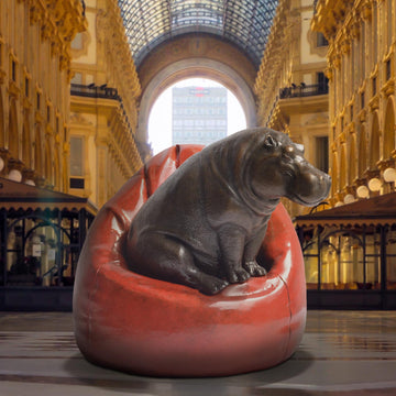 Hippo loves Big Beanbags (Bronze Sculpture)
