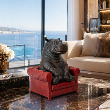 Hippo Took a Seat with Trust (Bronze Sculpture, Small)