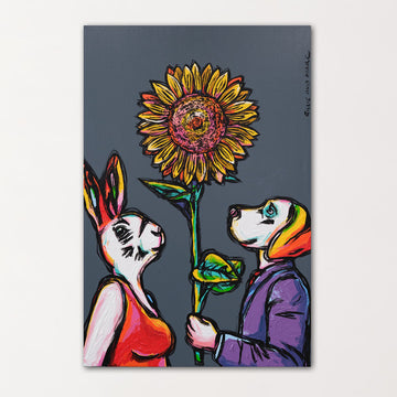 Huge Sunflower Love (Original Painting)