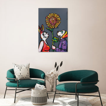 Huge Sunflower Love (Original Painting)