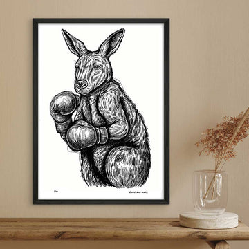 Kangaroo Boxing to Survive (Giclee Canvas Print)