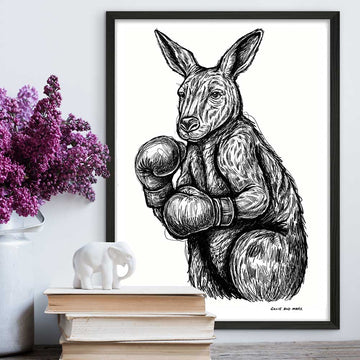 Kangaroo Boxing to Survive (Giclee Canvas Print)
