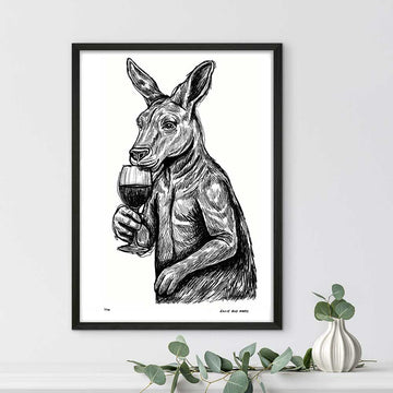 Kangaroo Enjoyed a Red (Giclee Canvas Print)