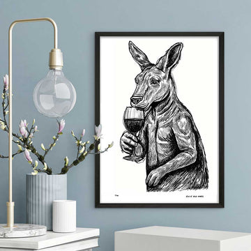 Kangaroo Enjoyed a Red (Giclee Canvas Print)
