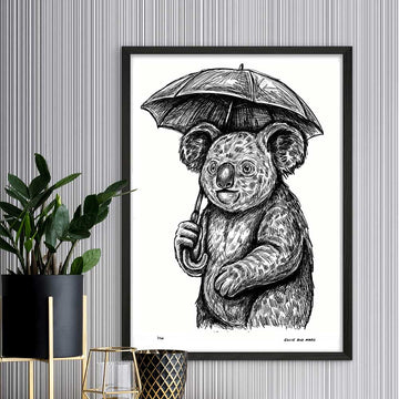 Koala Liked Singing in the Rain (Giclee Canvas Print)