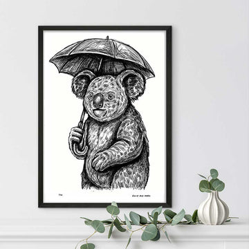 Koala Liked Singing in the Rain (Giclee Canvas Print)