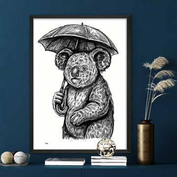 Koala Liked Singing in the Rain (Giclee Canvas Print)