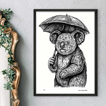 Koala Liked Singing in the Rain (Giclee Canvas Print)