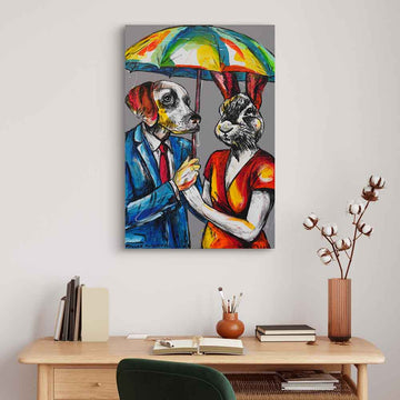 London Rain and Loving It (Original Painting)